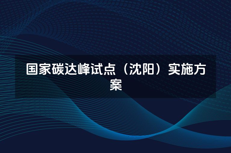 国家碳达峰试点（沈阳）实施方案